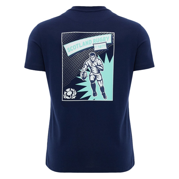 Scotland Mens Leisure T-Shirt 26/27 Navy and Green - Back View