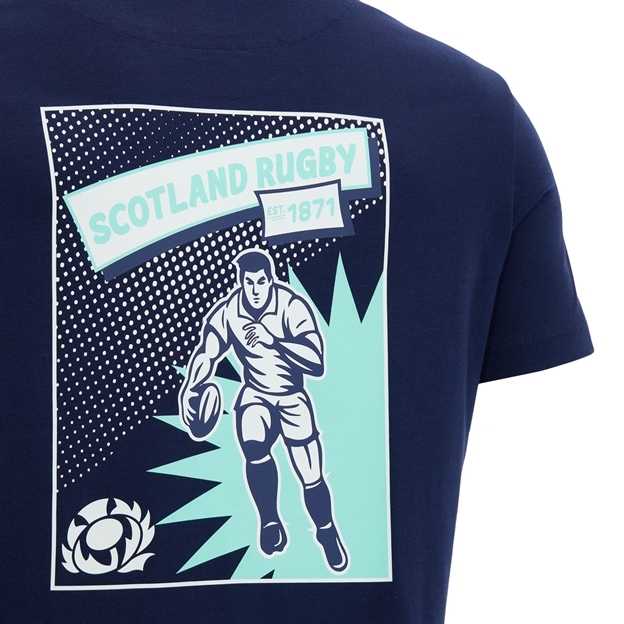 Scotland Mens Leisure T-Shirt 26/27 Navy and Green - Back Graphic Close-up