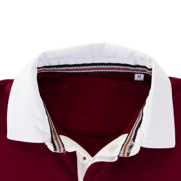 England Mens Calcutta 1879 Heavyweight Rugby Shirt Burgundy - Collar