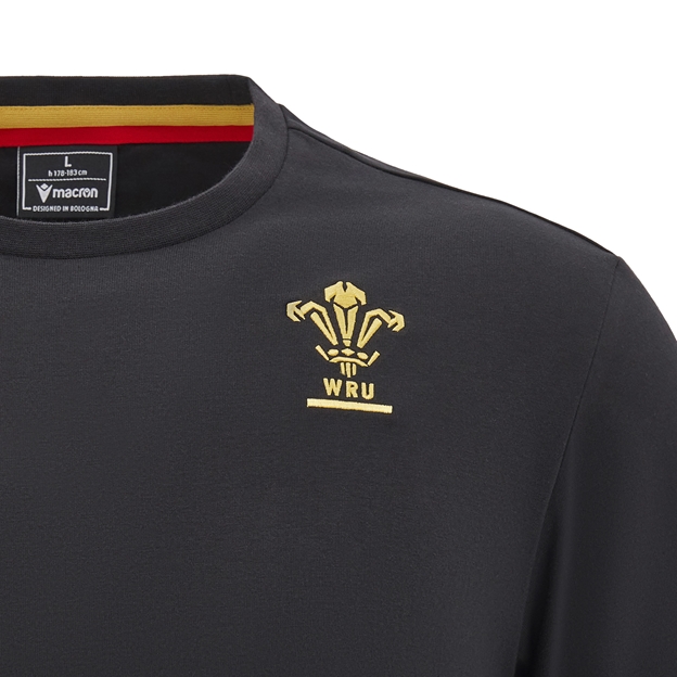 Wales Mens Travel Cotton T-Shirt - Black 2025 - WRU
