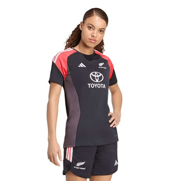 Black Ferns Womens Performance T-Shirt 26/27 Carbon - Model Front View