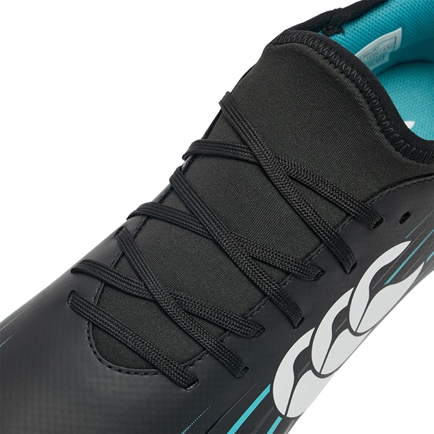 Canterbury Adults Speed Falcon 2.0 Team Firm Ground Rugby Boots Jet Black - Lacing Close-up