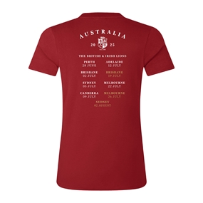 Limited Edition British and Irish Lions Womens Cotton T-Shirt Red - Back