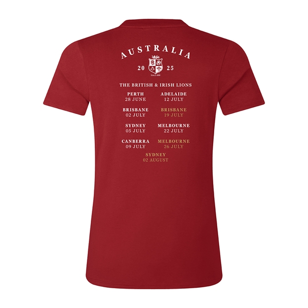 Limited Edition British and Irish Lions Womens Cotton T-Shirt Red - Back