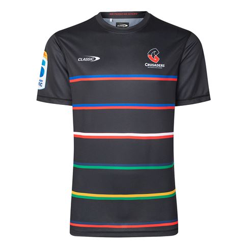 Crusaders Mens Pro Warm up T-Shirt Black 2025 - Front Crusaders Mens Pro Warm up T-Shirt Black 2025 - Front