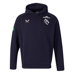 Leicester Tigers Mens Off Pitch Hoodie 26/27 Navy - Front View