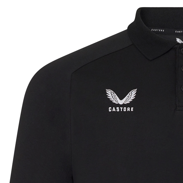England Mens Off Pitch Polo 26/27 Castore Black - Castore Logo Close-up