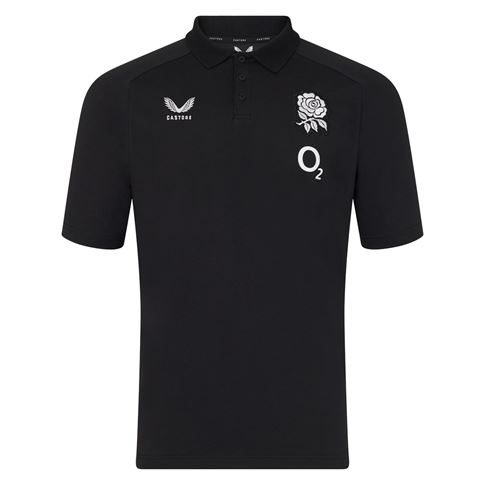 England Mens Off Pitch Polo 26/27 Castore Black - Front View