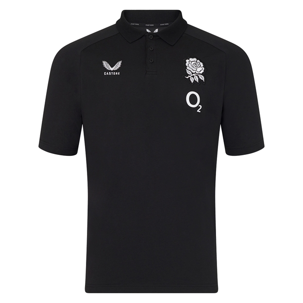 England Mens Off Pitch Polo 26/27 Castore Black - Front View