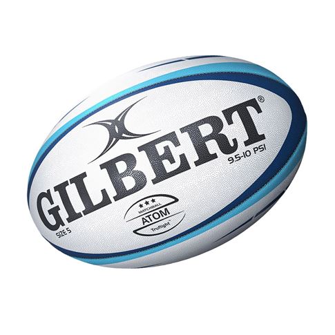 Gilbert Atom Match Rugby Ball Blue - Size 5 Front View