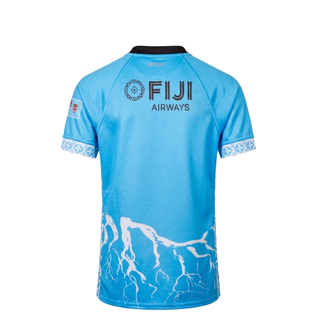 Fiji Kids Away Rugby Shirt 26/27 Blue - Back View