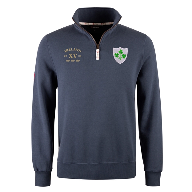 R1823 Ireland Legends of 2026 Quarter Zip Top Petrol Blue - Front View