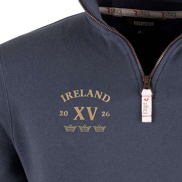 R1823 Ireland Legends of 2026 Quarter Zip Top Petrol Blue - Legends Embroidery Close-up