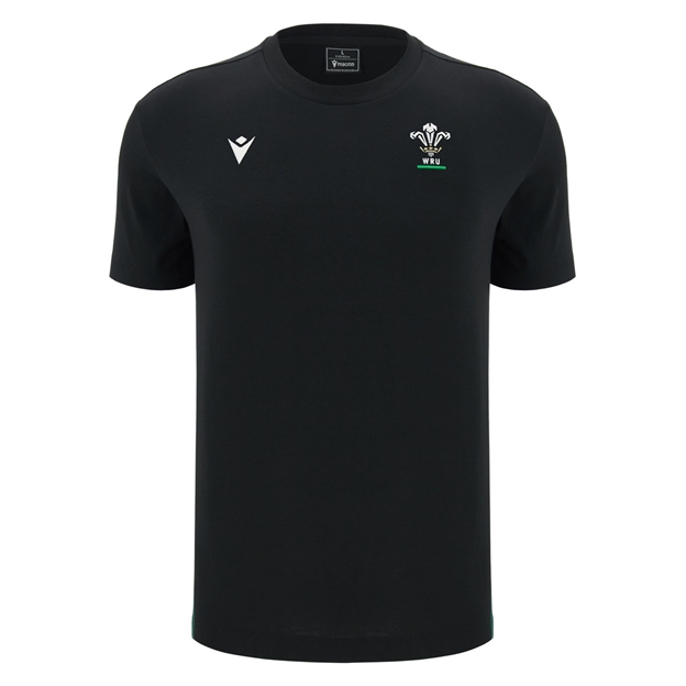 Wales Mens Travel T-Shirt 26/27 Black - Front View