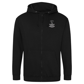 St Ronans Silver Band Mens Full Zip Hoodie Black - Front View