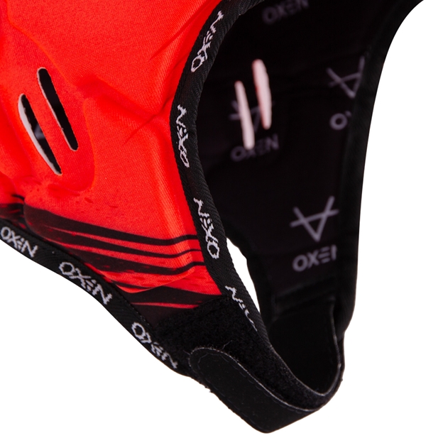 Oxen Adults DNA Headguard Orange Blaze - Chinstrap Close-up