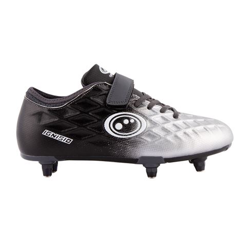Optimum Kids Ignisio Velcro SG Rugby boots Black and Silver - Outstep Optimum Kids Ignisio Velcro SG Rugby boots Black and Silver - Outstep