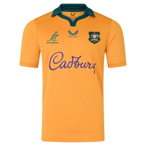 Australia Mens Home Rugby Shirt 26/27 Gold - Front