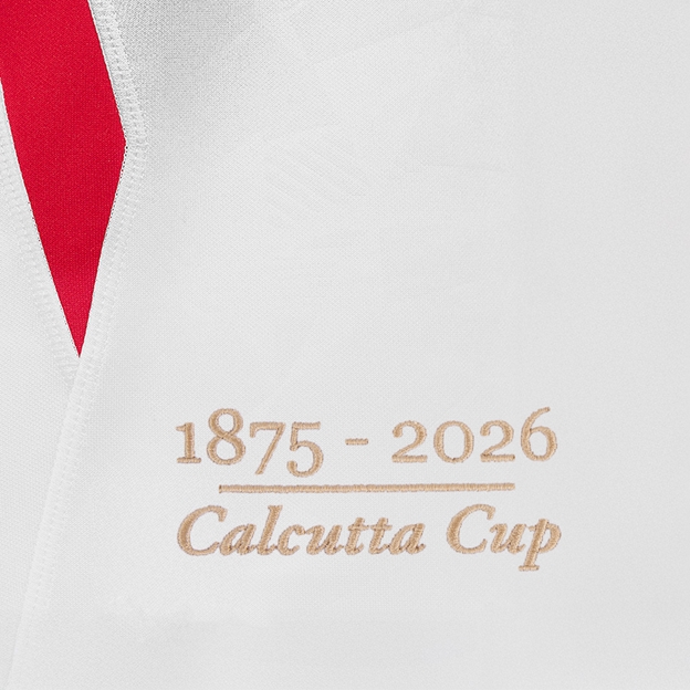 England Mens Limited Edition Calcutta Cup Since 1879 Home Rugby Shirt 25/26 White - Calcutta Cup Hem Embroidery