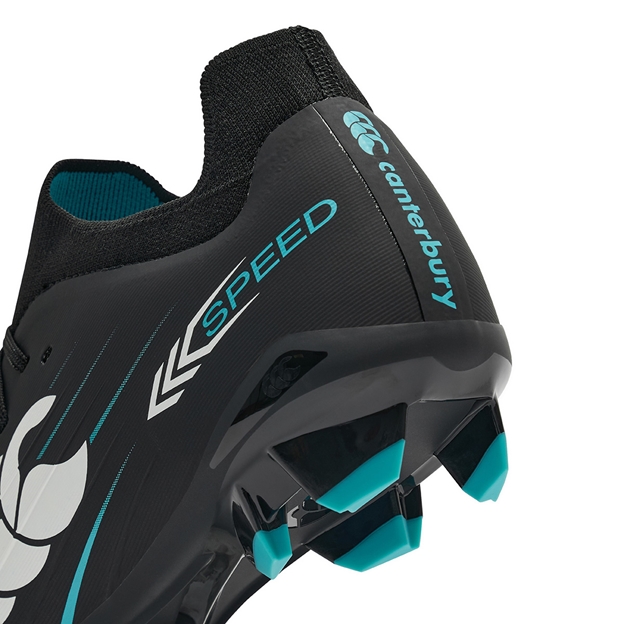 Canterbury Adults Speed Falcon 2.0 Pro Firm Ground Rugby Boots Jet Black - Heel Close-up