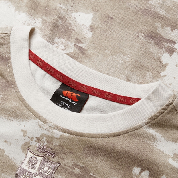 British and Irish Lions Mens Camo T-Shirt - Taupe - Collar