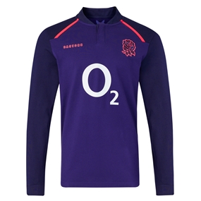 England Womens Away Classic Rugby Shirt Long Sleeve 26/27 Maritime Blue - Front View