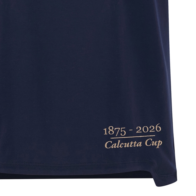 Scotland Junior Limited Edition Calcutta Cup Since 1879 Athleisure Cotton T-Shirt 25/26 Navy - Hem Embroidery