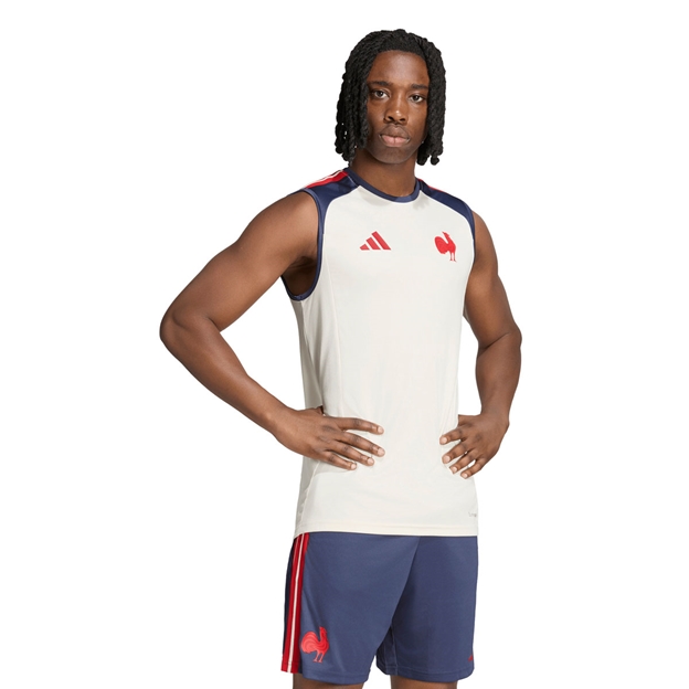 France Mens Training Vest 26/27 Cream White - Model Front View