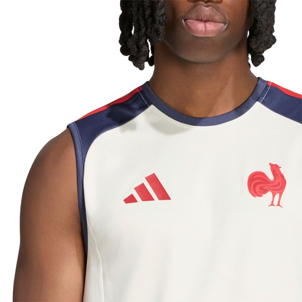 France Mens Training Vest 26/27 Cream White - Model Close-up View