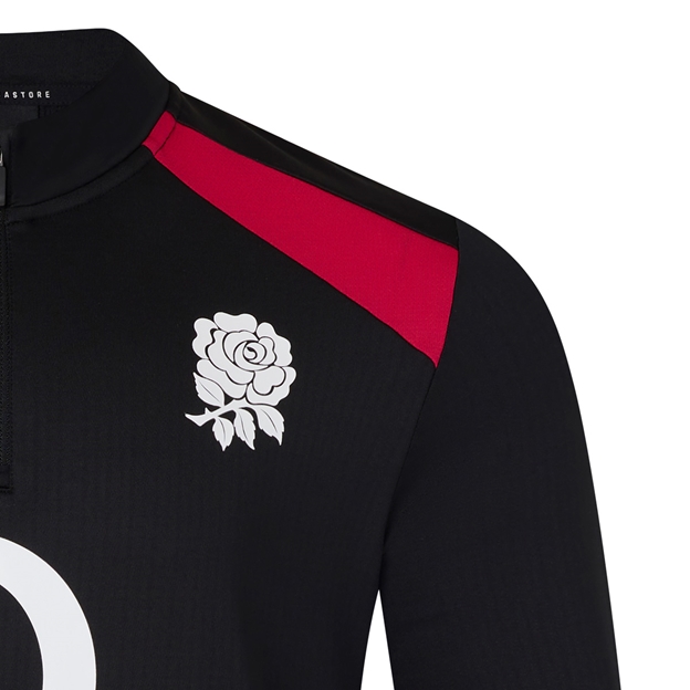 England Mens Performance Midlayer Top 26:27 Castore Black - RFU Rose