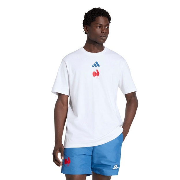 France Mens Fanwear T-Shirt White - Model Front View