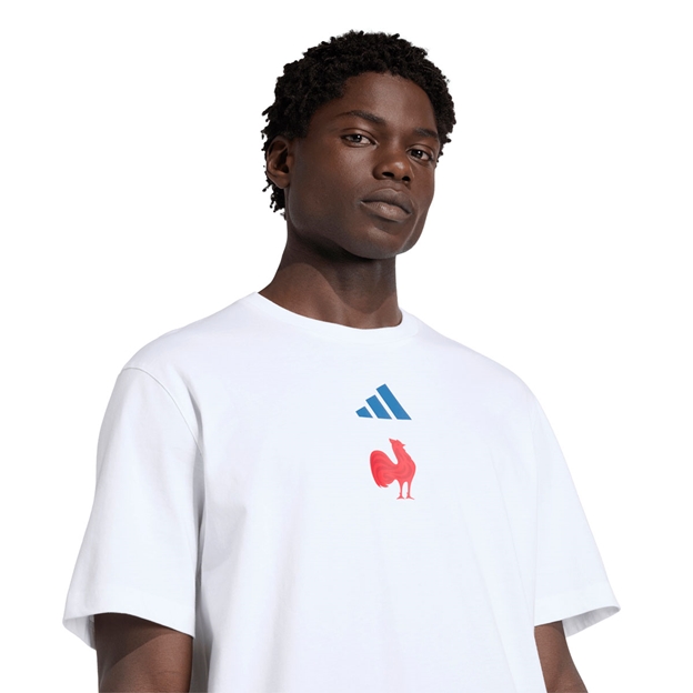 France Mens Fanwear T-Shirt White - Model Close-up View
