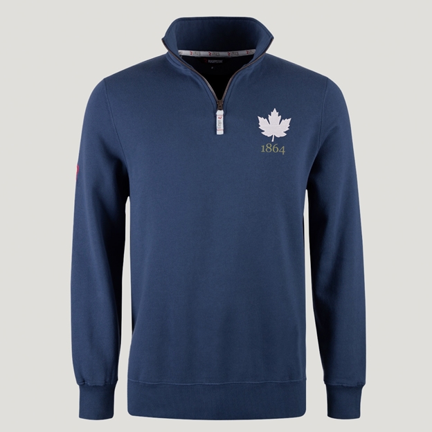 Canada 1864 Pure Cotton Half Zip Sweatshirt - Petrol Blue
