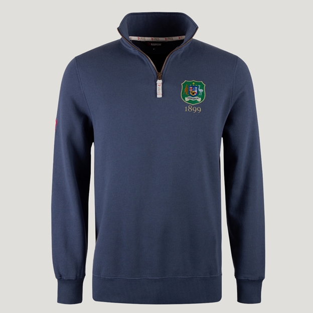 Australia 1899 Crest Adults Half Zip Cotton Sweatshirt Petrol Blue - Front View