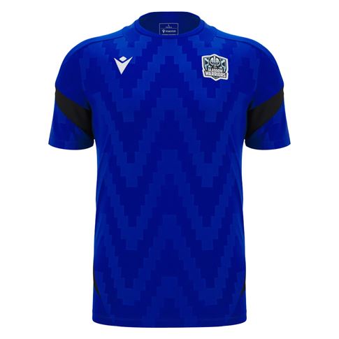 Glasgow Warriors Mens Training T-Shirt 25/26 Electric Blue Black - Front Glasgow Warriors Mens Training T-Shirt 25/26 Electric Blue Black - Front