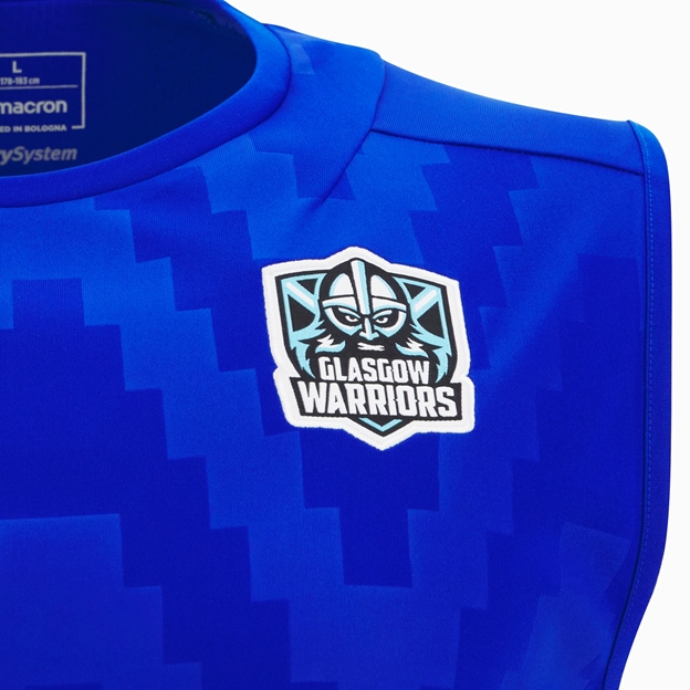 Glasgow Warriors Mens Training T-Shirt 25/26 - Electric Blue/Black - Badge