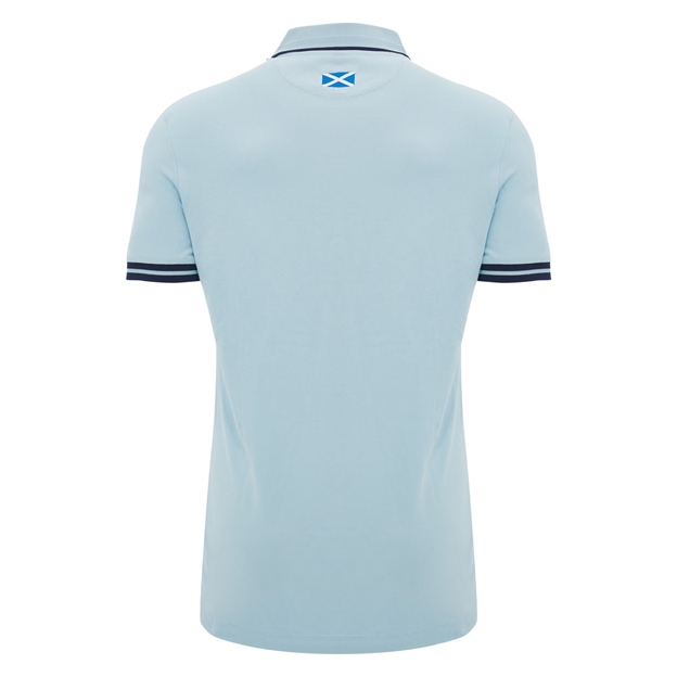 Scotland Mens Travel Fitted Cotton Polo 26/27 Blue and Navy - Back View
