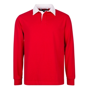 Rugby 1823 Mens Rugby Shirt Long Sleeve Red - Front View