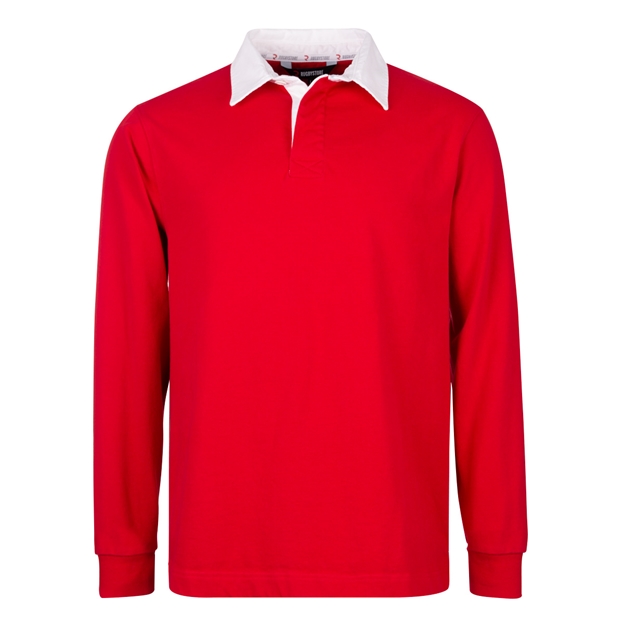 Rugby 1823 Mens Rugby Shirt Long Sleeve Red - Front View