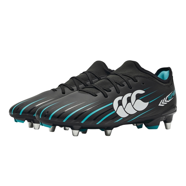 Canterbury Adults Speed Falcon 2.0 Team Soft Ground Rugby Boots Jet Black - Pair Front View