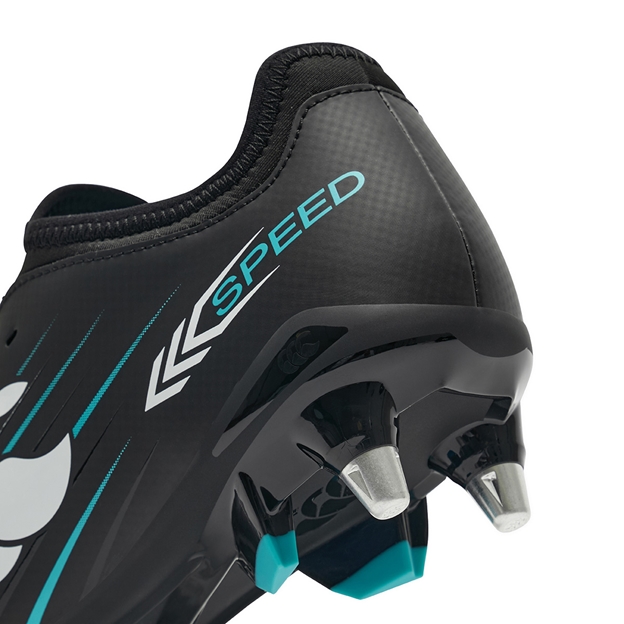 Canterbury Adults Speed Falcon 2.0 Team Soft Ground Rugby Boots Jet Black - Heel Close-up