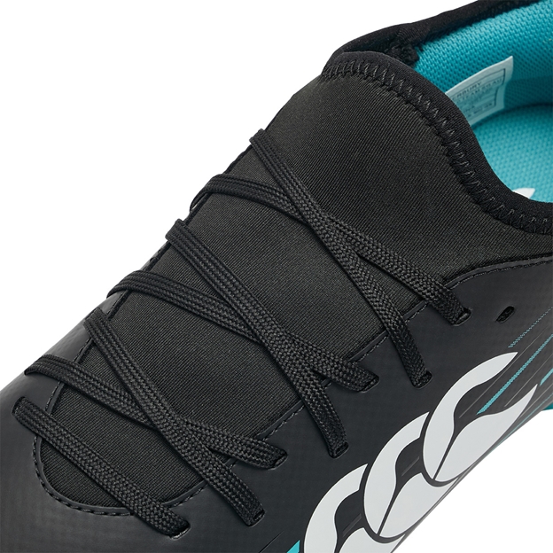 Canterbury Adults Speed Falcon 2.0 Team Soft Ground Rugby Boots Jet Black - Lacing Close-up