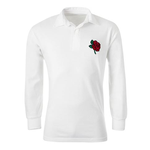 England Mens Classic Rugby Shirt Long Sleeve White - Front View