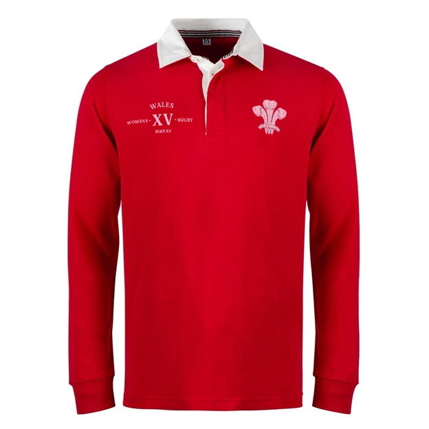 Womens World Cup Wales Adults Classic Heavyweight Rugby Shirt Red - Front