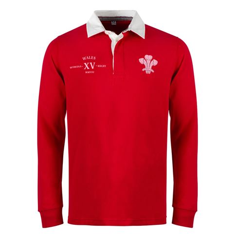 Womens World Cup Wales Adults Classic Heavyweight Rugby Shirt Red - Front Womens World Cup Wales Adults Classic Heavyweight Rugby Shirt Red - Front