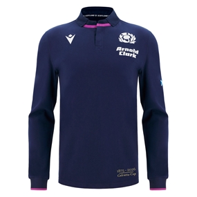 Scotland Mens Limited Edition Calcutta Cup Since 1879 Home Cotton Rugby Shirt 25/26 Long Sleeve Navy - Front