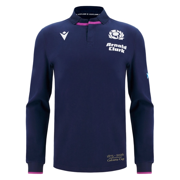 Scotland Mens Limited Edition Calcutta Cup Since 1879 Home Cotton Rugby Shirt 25/26 Long Sleeve Navy - Front