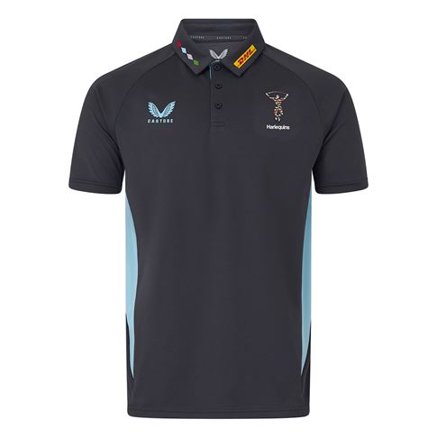 Harlequins Mens Presentation Polo 25/26 Ebony - Front Harlequins Mens Presentation Polo 25/26 Ebony - Front