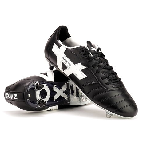 Oxen Adults Raptor Pro 6 Stud Soft Ground Rugby Boots Black - Front