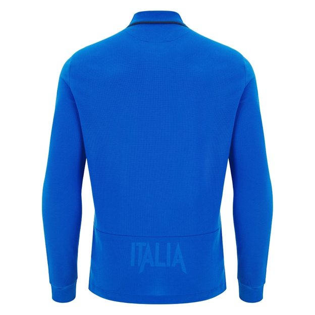 Italy Mens Home Cotton Rugby Shirt 26/27 Blue - Back View